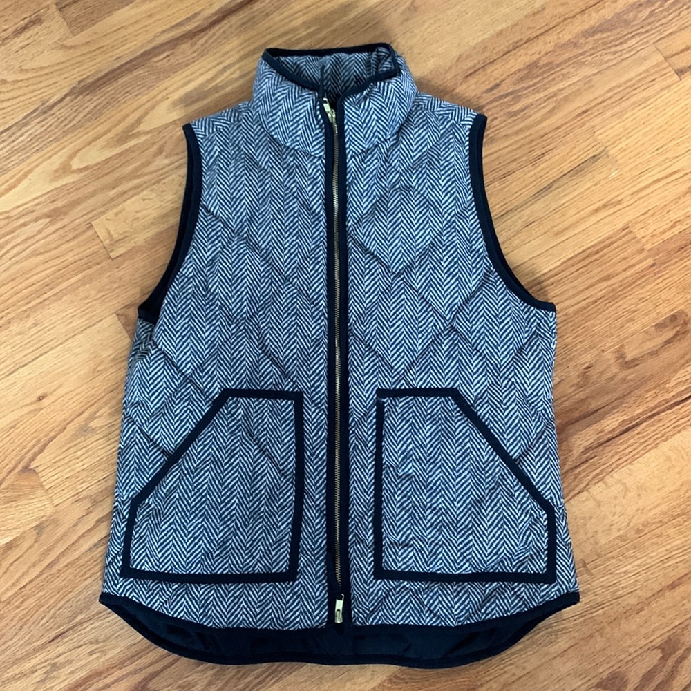 J. Crew Excursion Quilted Vest with Herringbone Pattern